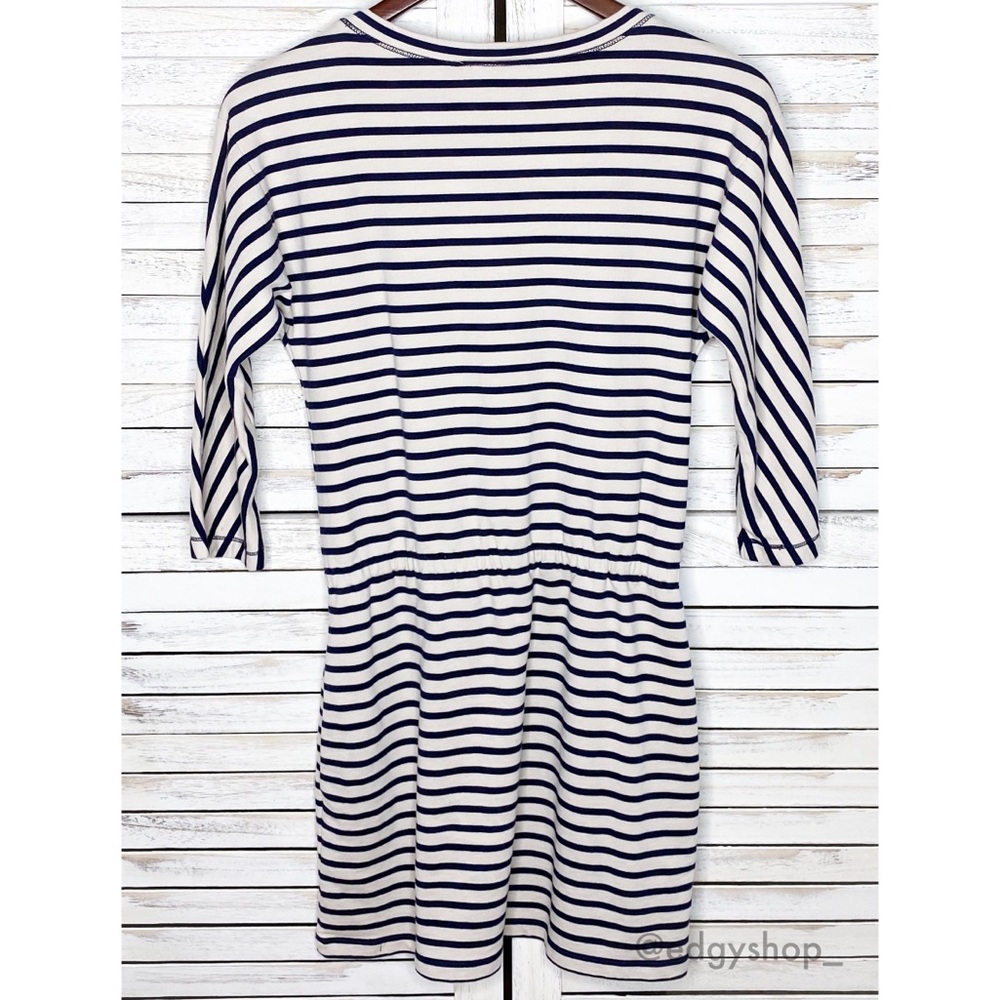 LOFT | Striped Drawstring Sweatshirt Dress - Picture 3 of 5